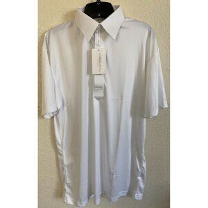 Collars & Co Semi-Spread Polo Large White NWT Stretch Wrinkle Resistent NWT